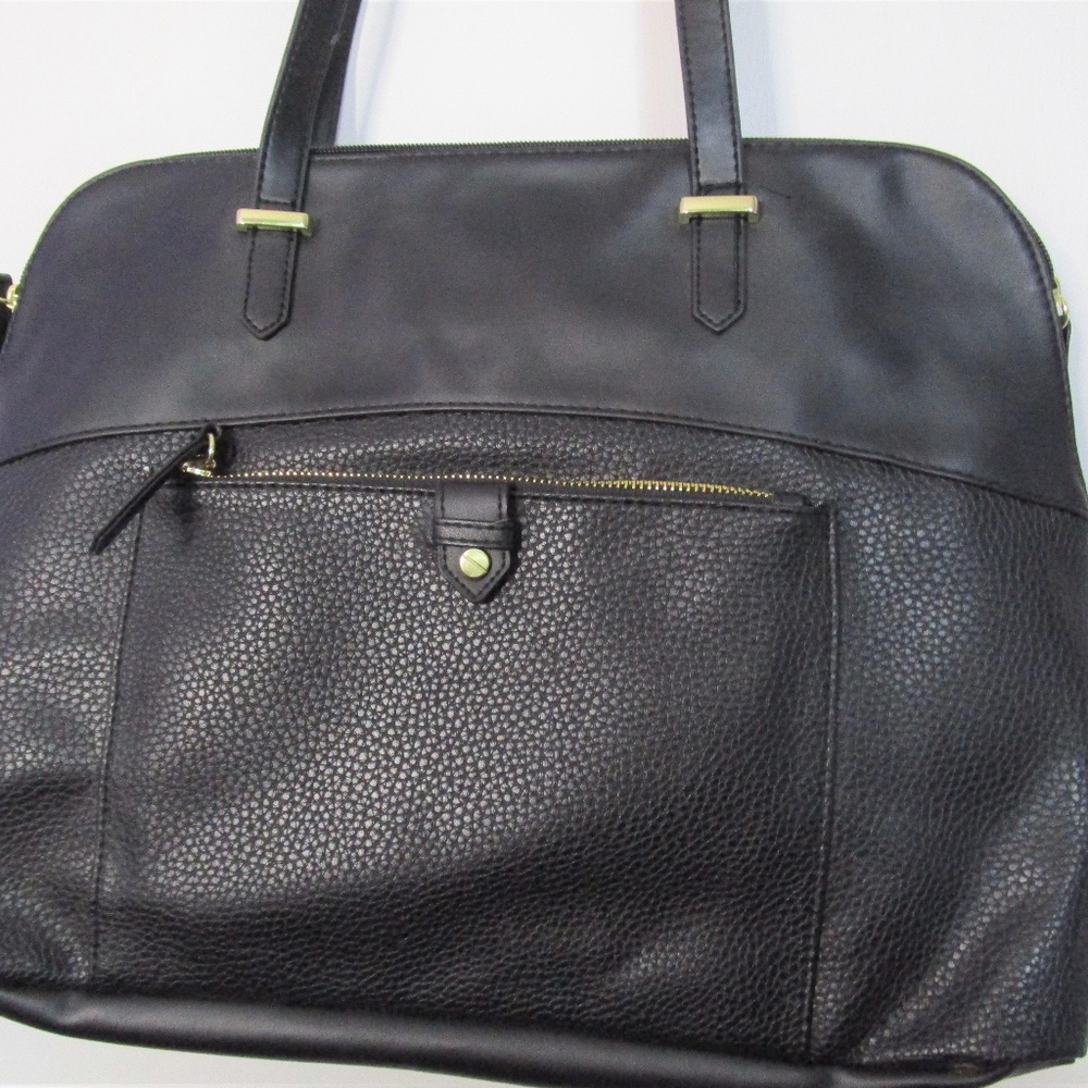 Black Vegan Leather Laptop Briefcase Bag